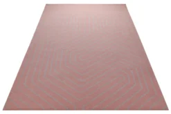 Altrosa mit Grafiklinie - Handtuft Ton in Ton 160 x 230 cm