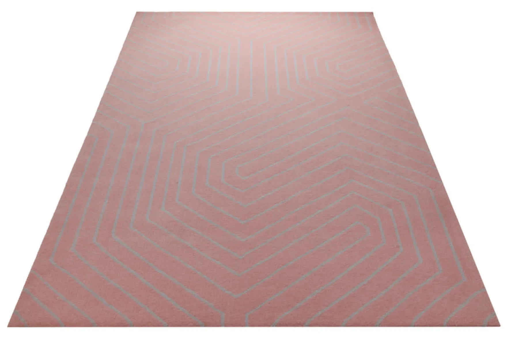 Altrosa mit Grafiklinie - Handtuft Ton in Ton 160 x 230 cm