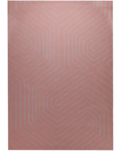 Altrosa mit Grafiklinie - Handtuft Ton in Ton 160 x 230 cm