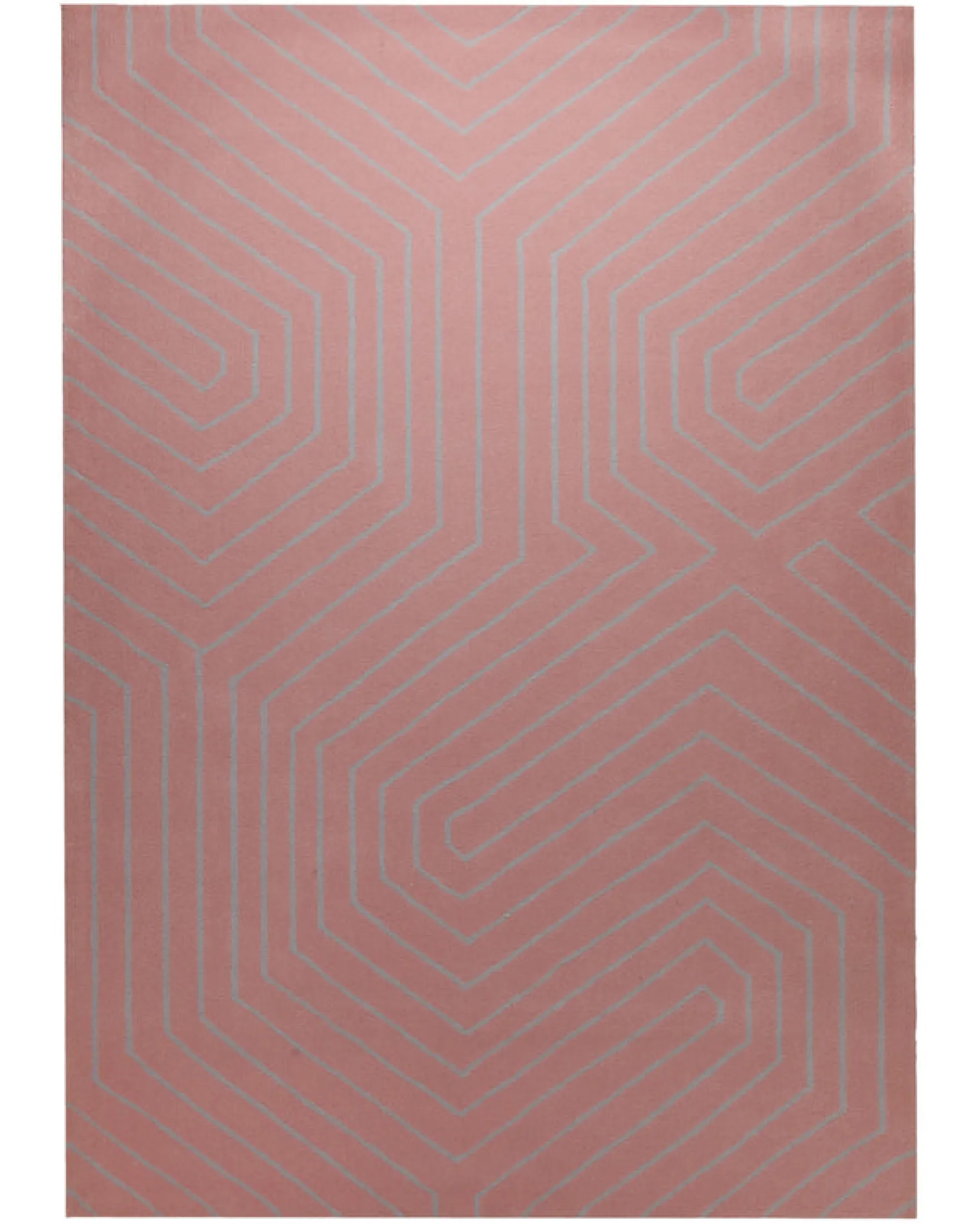 Altrosa mit Grafiklinie - Handtuft Ton in Ton 160 x 230 cm