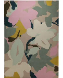 Aquarellflora in Pastell - Handtuft Wolle 160 x 230 cm