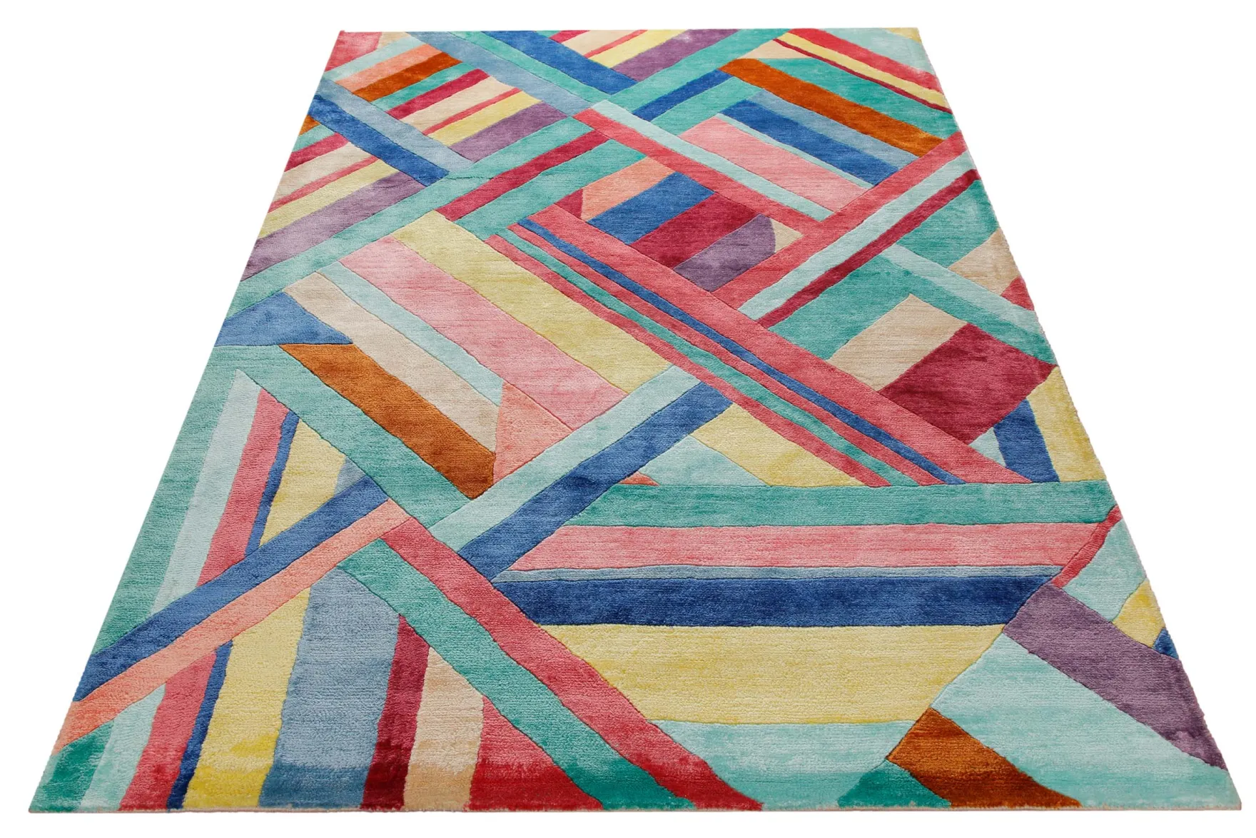 Aquarell-Geflecht in Pastell - Handtuft Viskose 160 x 230 cm