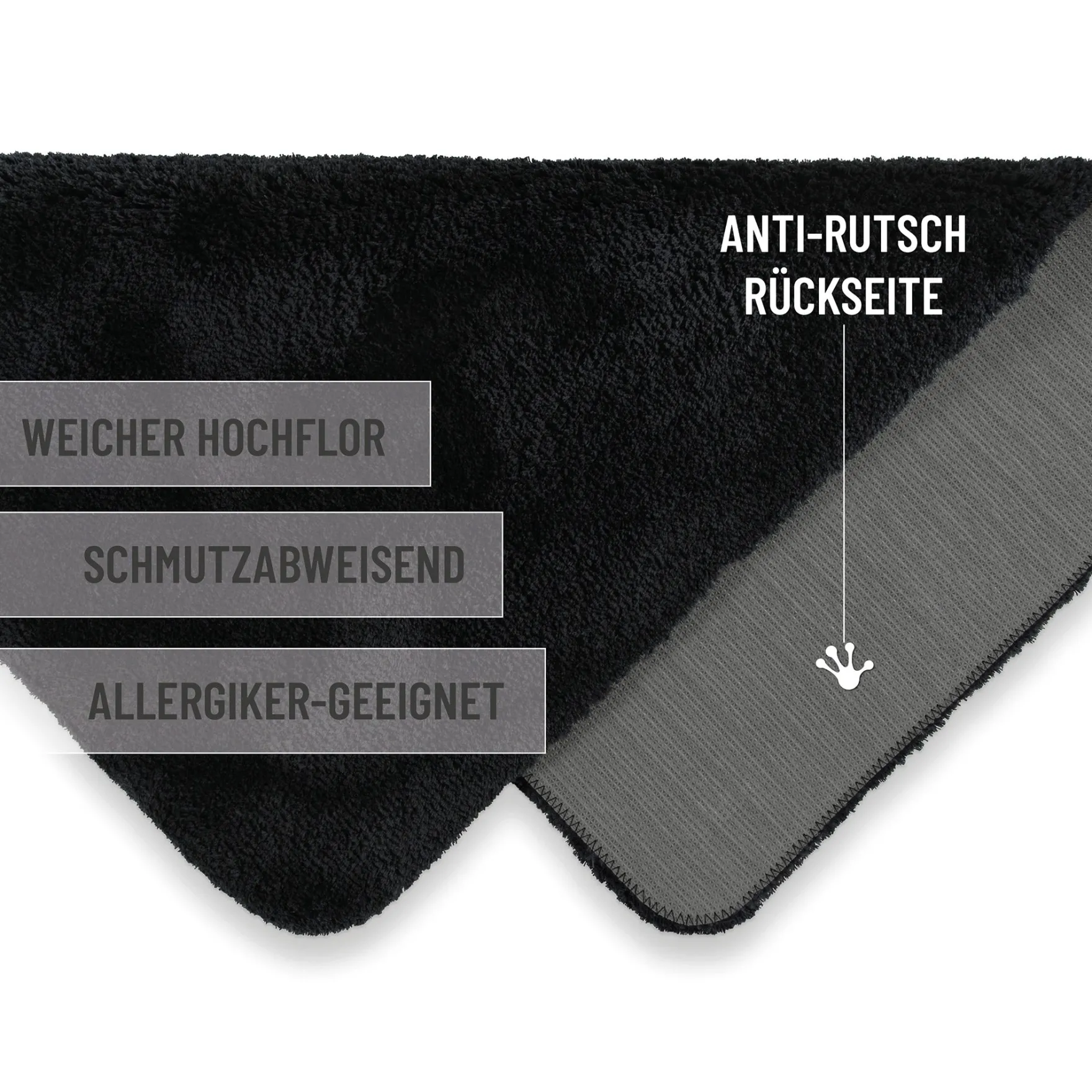 Badteppich Anthrazit Schwarz "Porto Azzurro" Homie Living