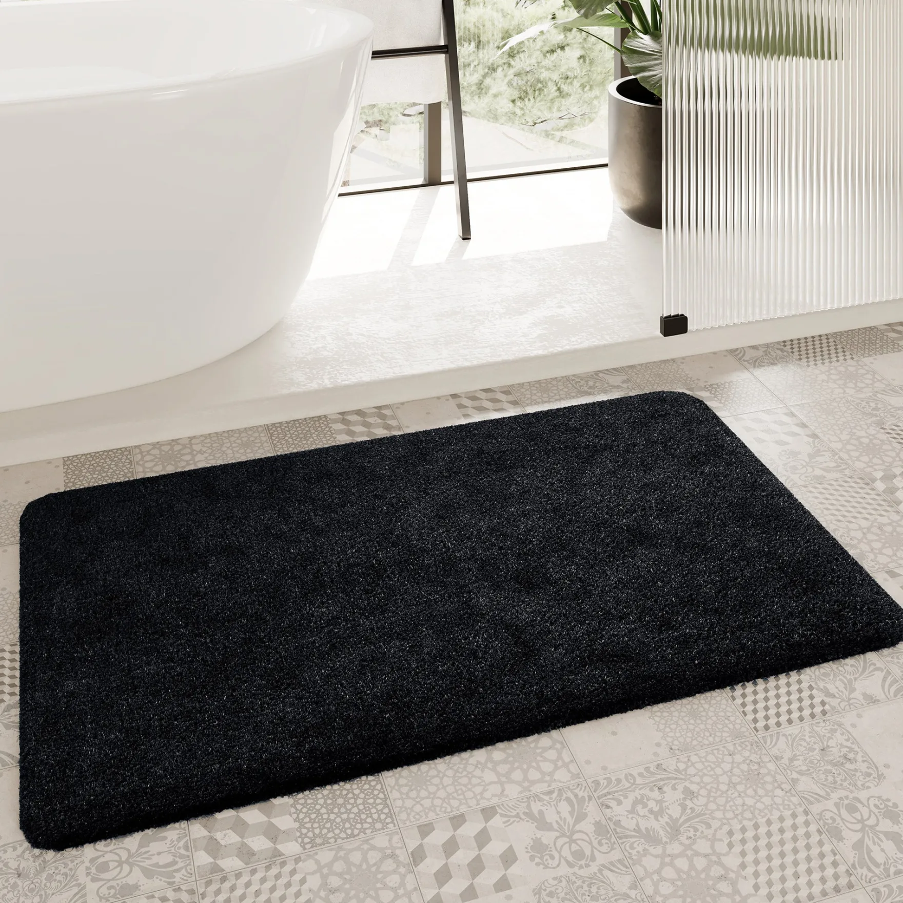 Badteppich Anthrazit Schwarz "Porto Azzurro" Homie Living