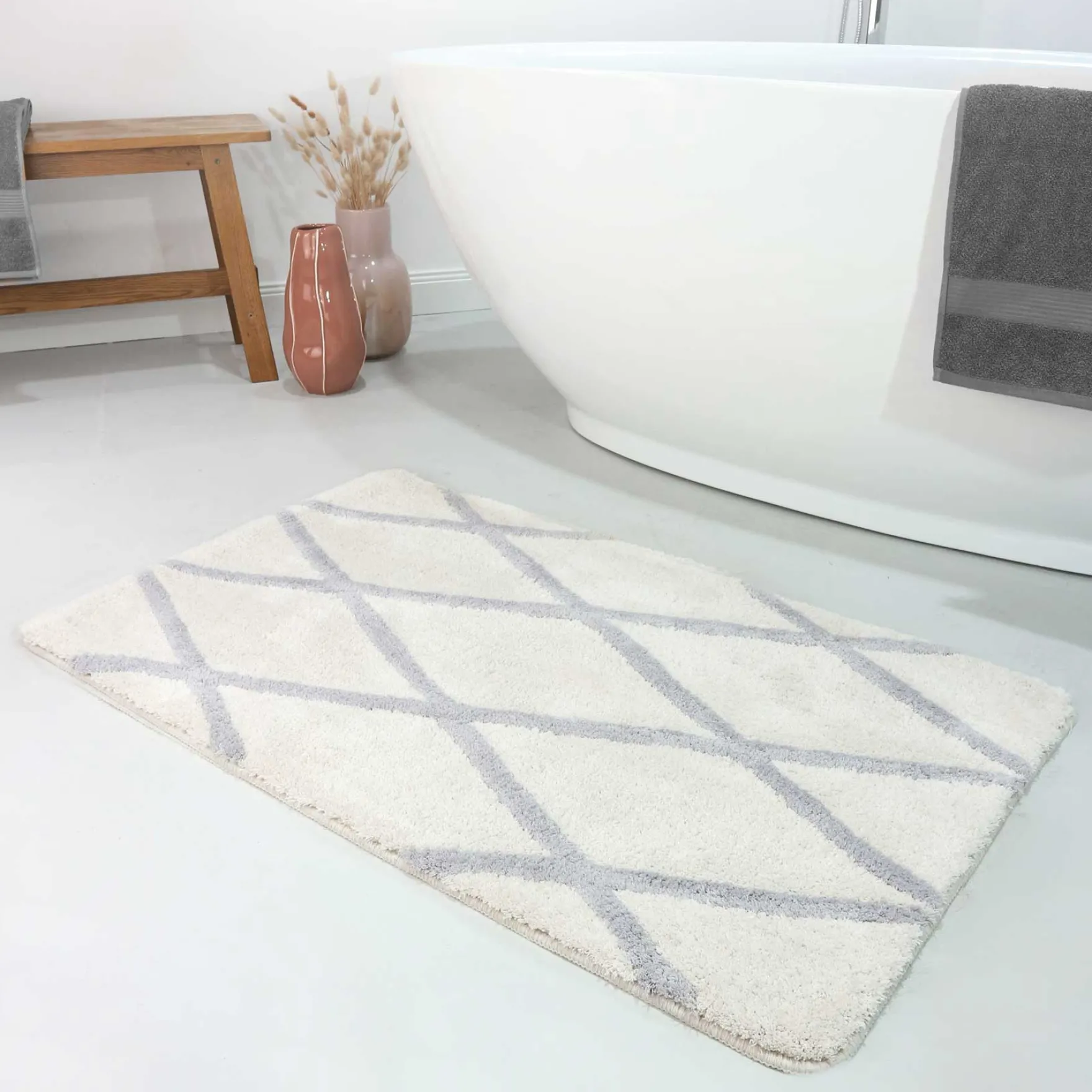 Badteppich Beige Grau "San Bosa" Homie Living