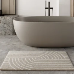 Badteppich Beige Weiß 