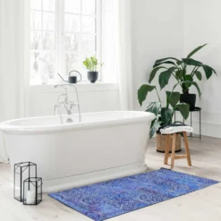 Badteppich Blau Vintage 
