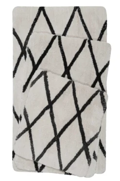 Badteppich Creme Schwarz