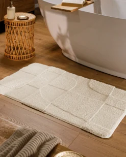 Badteppich Creme Weiß 