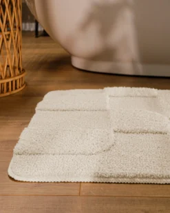 Badteppich Creme Weiß 
