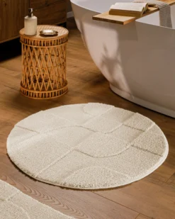 Badteppich Creme Weiß 
