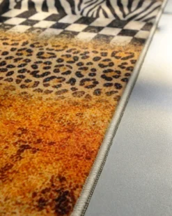 Badteppich Gelb Orange Animal Print mit Zebra-Design 