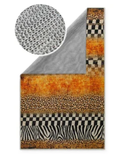 Badteppich Gelb Orange Animal Print mit Zebra-Design 