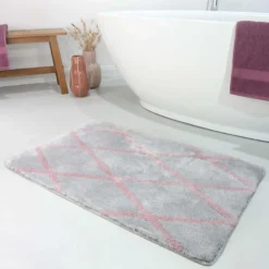 Badteppich Grau Rosa