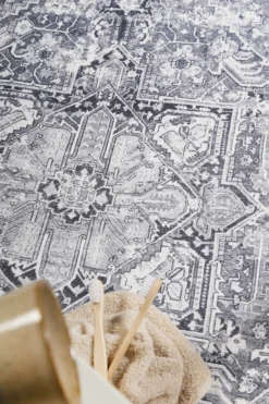 Badteppich Grau Vintage 