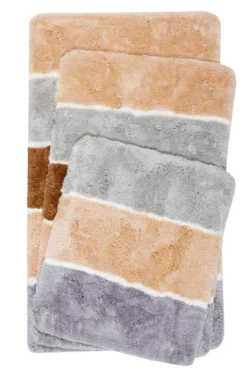 Badteppich Lachs Grau Braun 