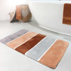 Badteppich Lachs Grau Braun 