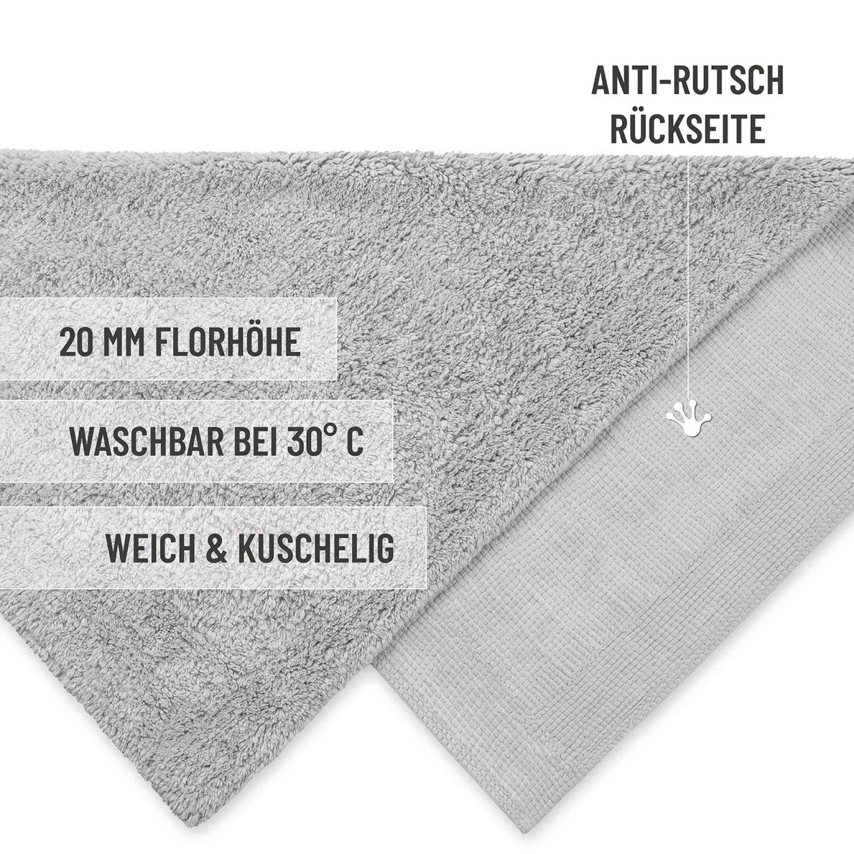 Badteppich Licht Grau "Erik" WECONhome Basics