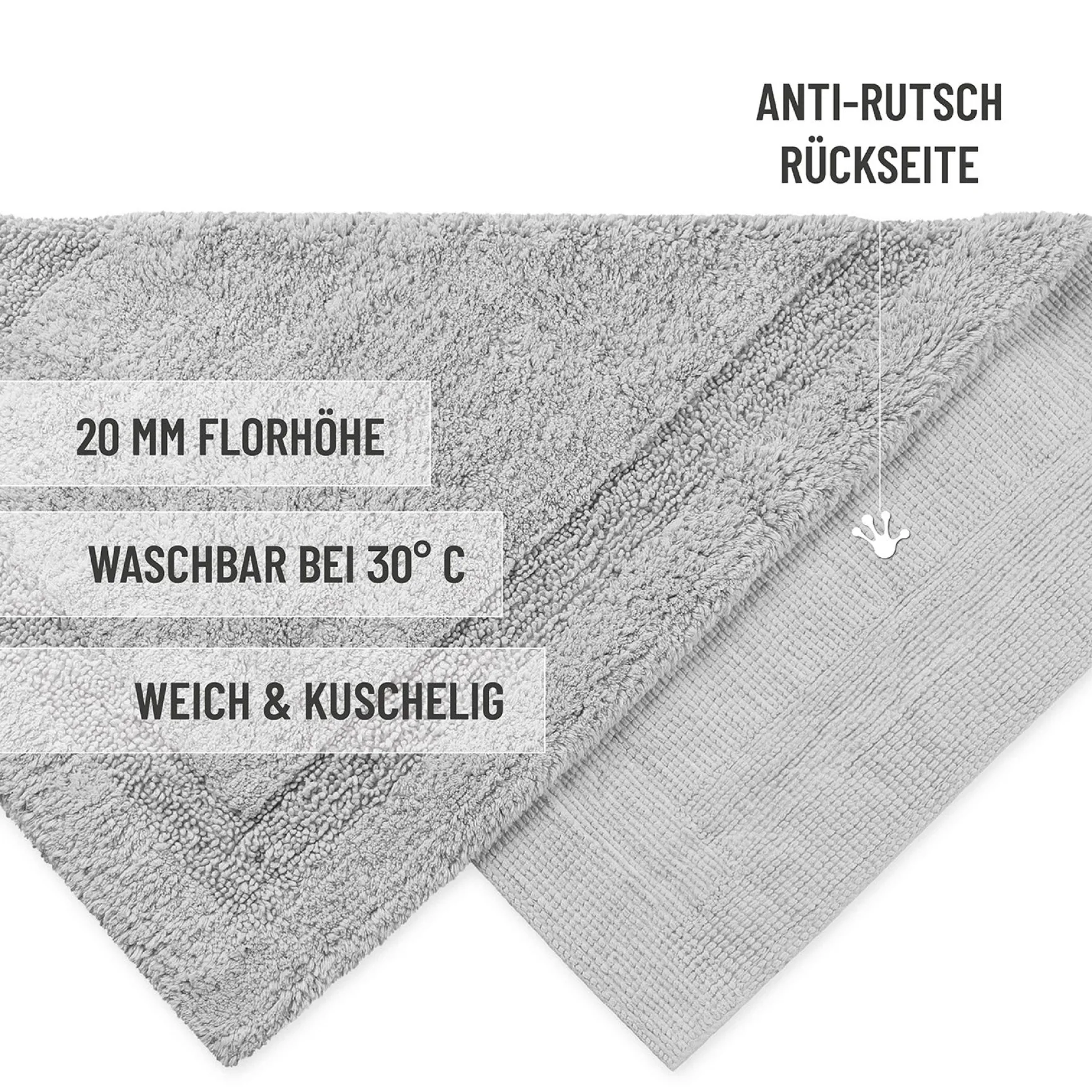 Badteppich Licht Grau "Knut" WECONhome Basics