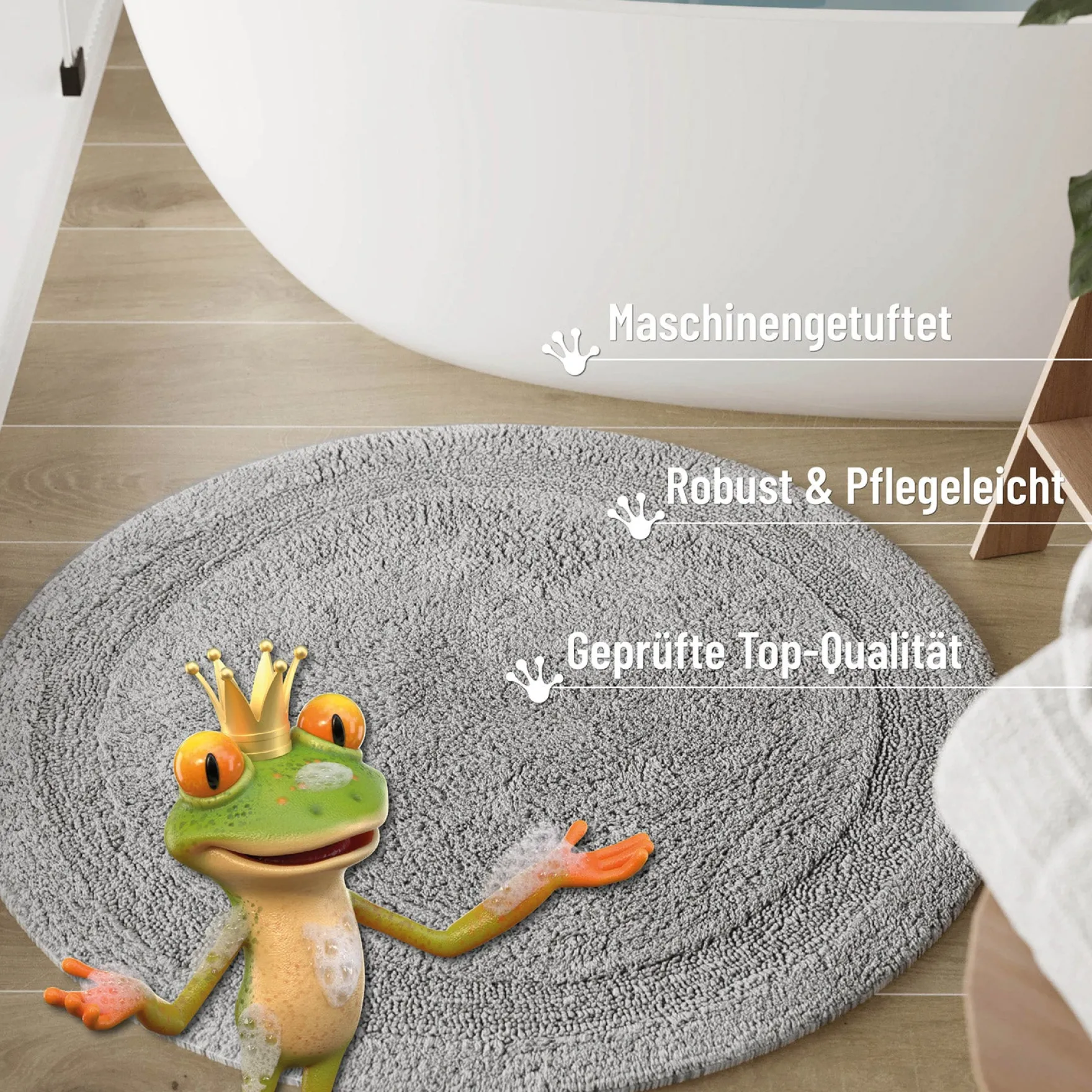 Badteppich Licht Grau "Knut" WECONhome Basics