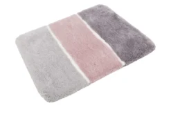 Badteppich Rosa Grau Silber