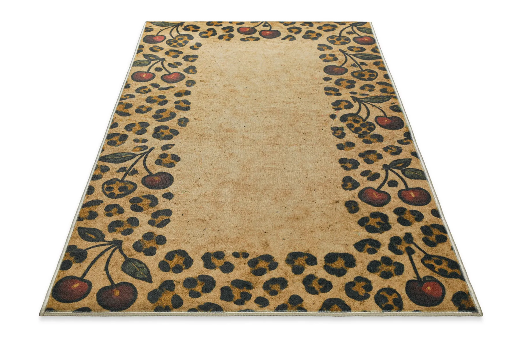 Badteppich Sand Gelb mit Vintage Animal Print "Catwalk" WECONhome