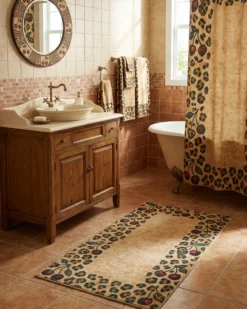 Badteppich Sand Gelb mit Vintage Animal Print