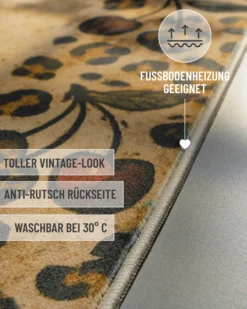 Badteppich Sand Gelb mit Vintage Animal Print