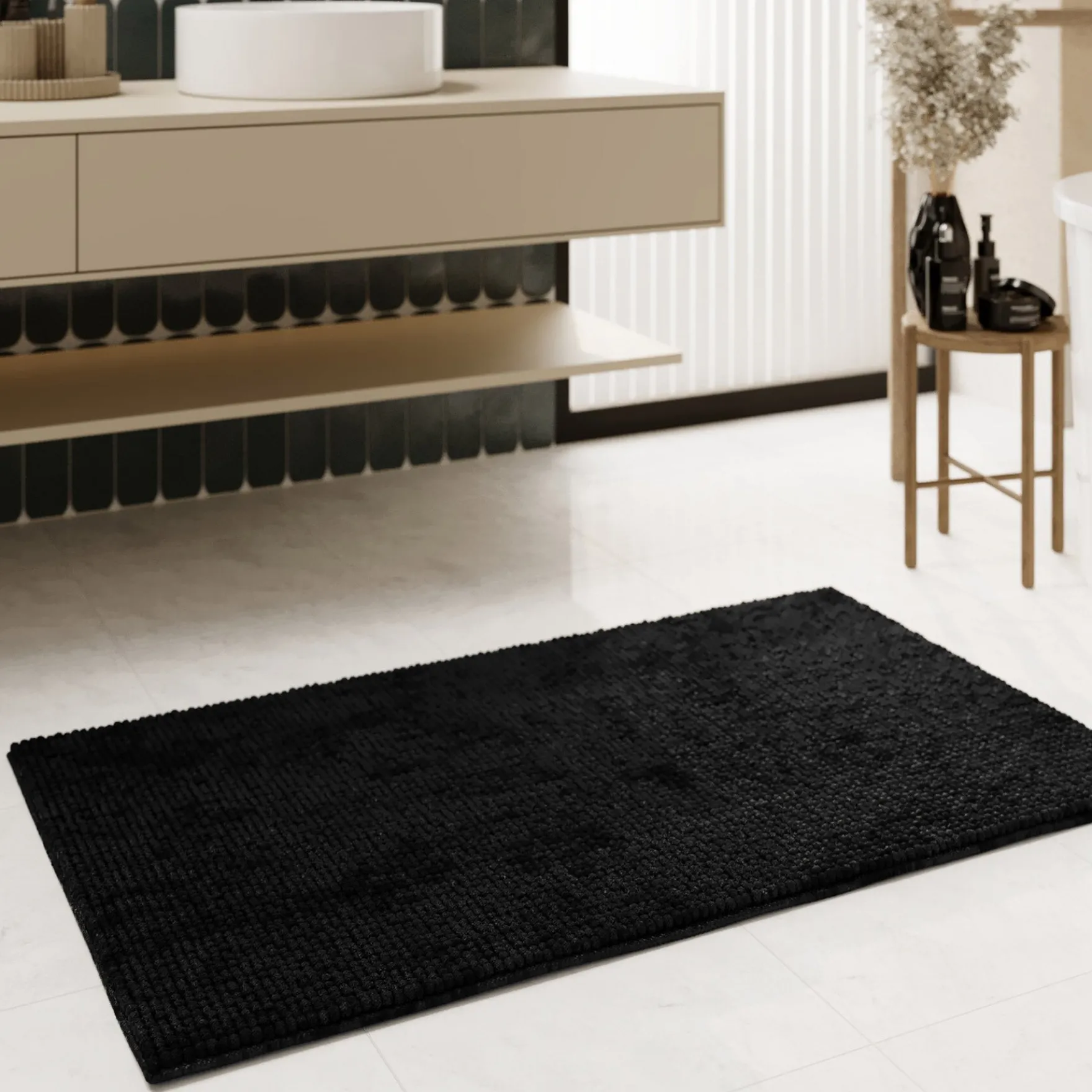 Badteppich Schwarz "Balu" WECONhome Basics