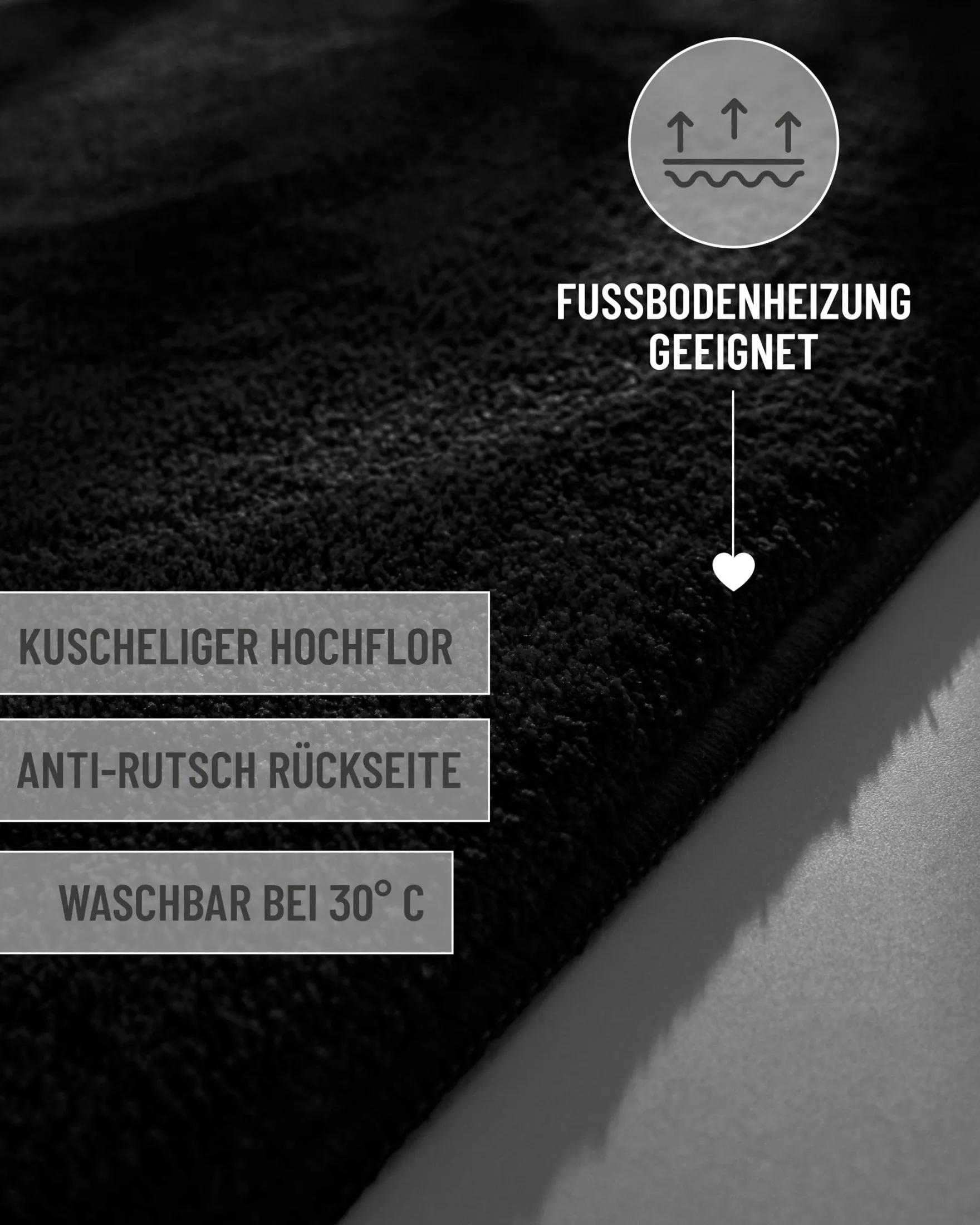 Badteppich Schwarz "Joris" WECONhome Basics