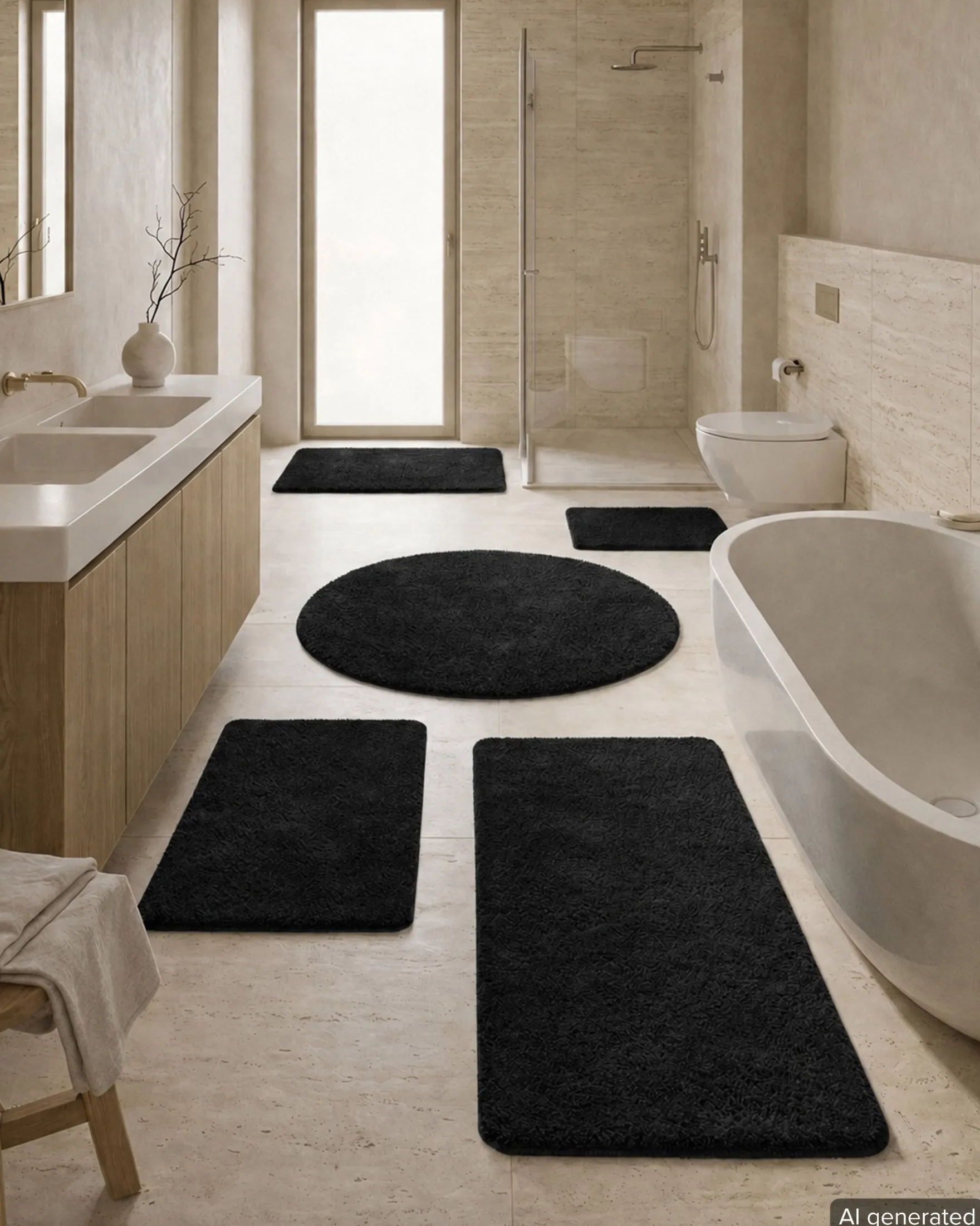 Badteppich Schwarz "Joris" WECONhome Basics