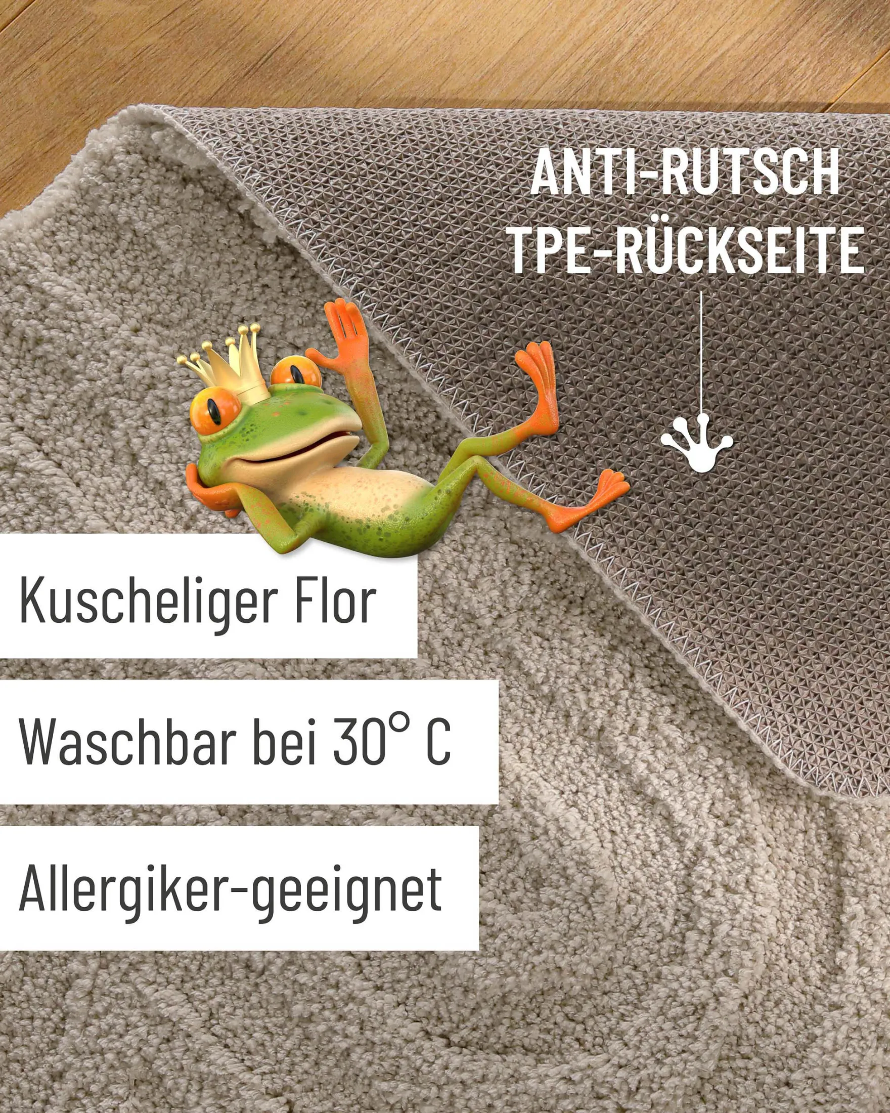 Badteppich Seiden Grau "Fiete" WECONhome