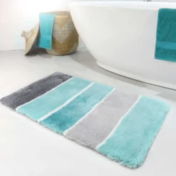 Badteppich Türkis Grau