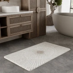 Badteppich Weiß Beige