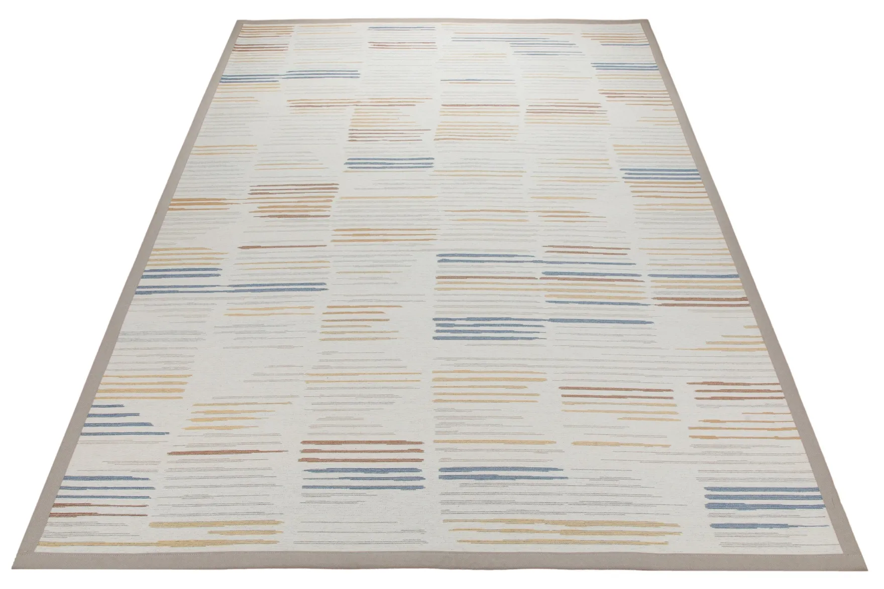 Baumwoll-Wendeteppich Estland beidseitig Farblinien creme 160x230 cm