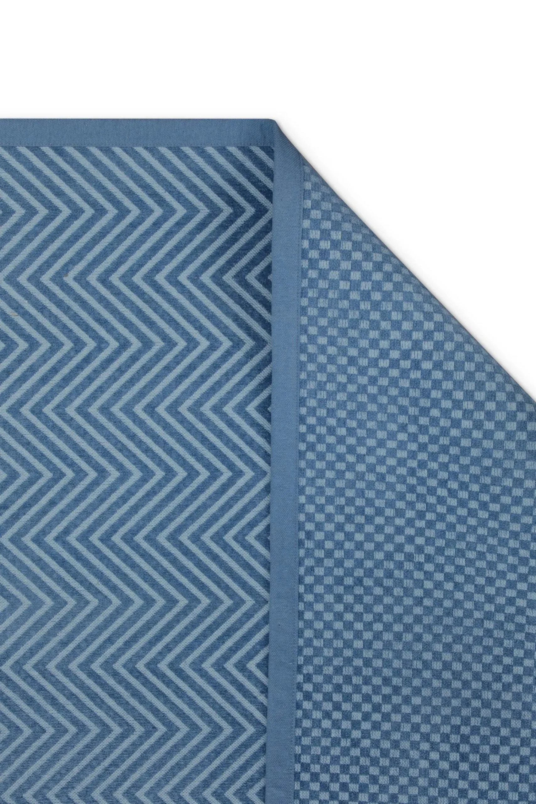 Baumwoll-Wendeteppich Estland beidseitig Zickzack blau 160x230 cm