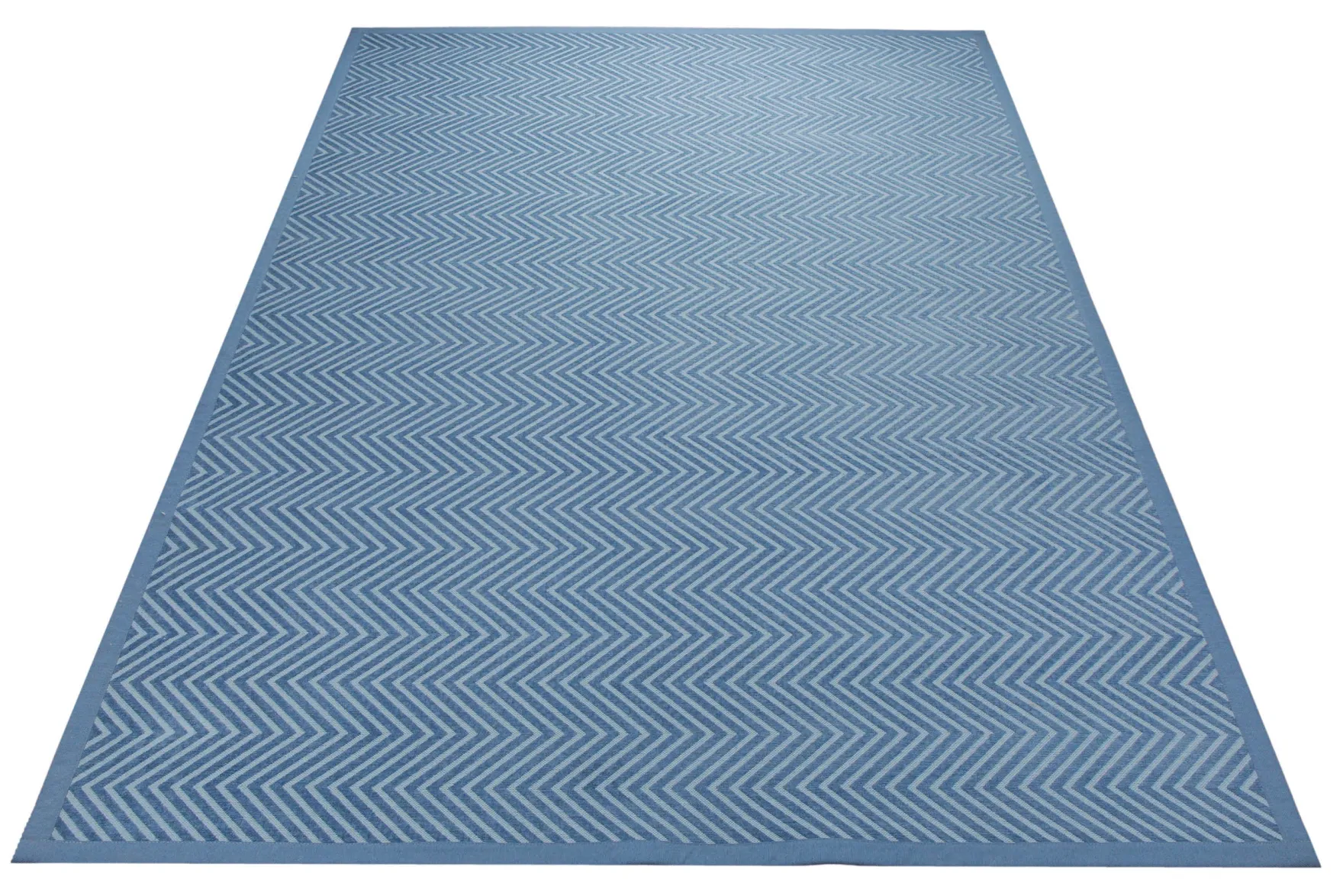 Baumwoll-Wendeteppich Estland beidseitig Zickzack blau 160x230 cm