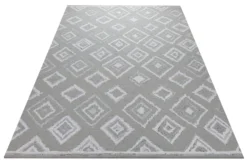 Berber-Raute in Hellgrau - Handtuft Wolle 160 x 230 cm