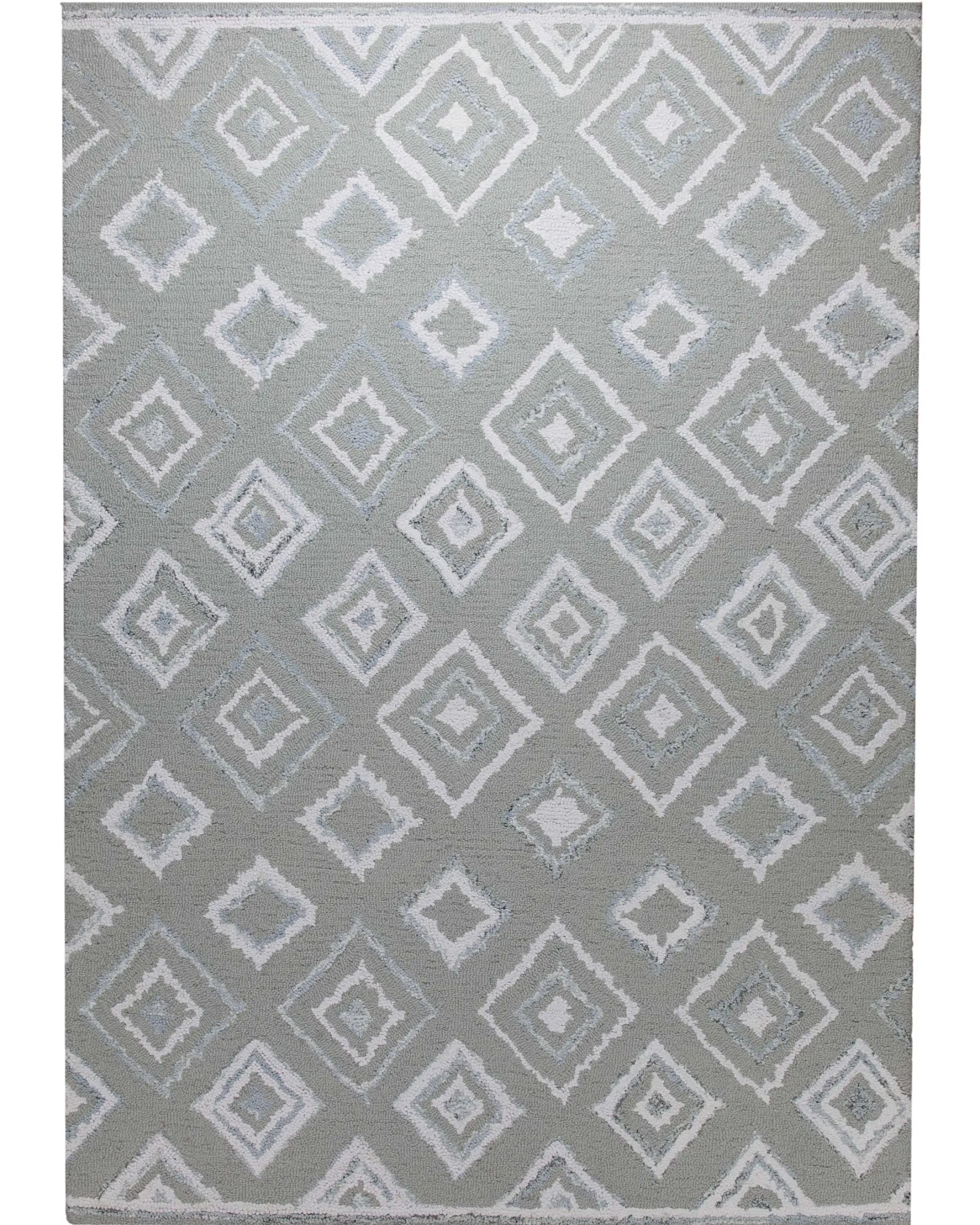 Berber-Raute in Hellgrau - Handtuft Wolle 160 x 230 cm