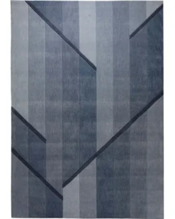 Blaugrau im Verlauf - Handtuft Wolle 160 x 230 cm