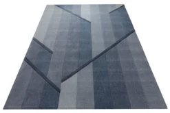 Blaugrau im Verlauf - Handtuft Wolle 160 x 230 cm