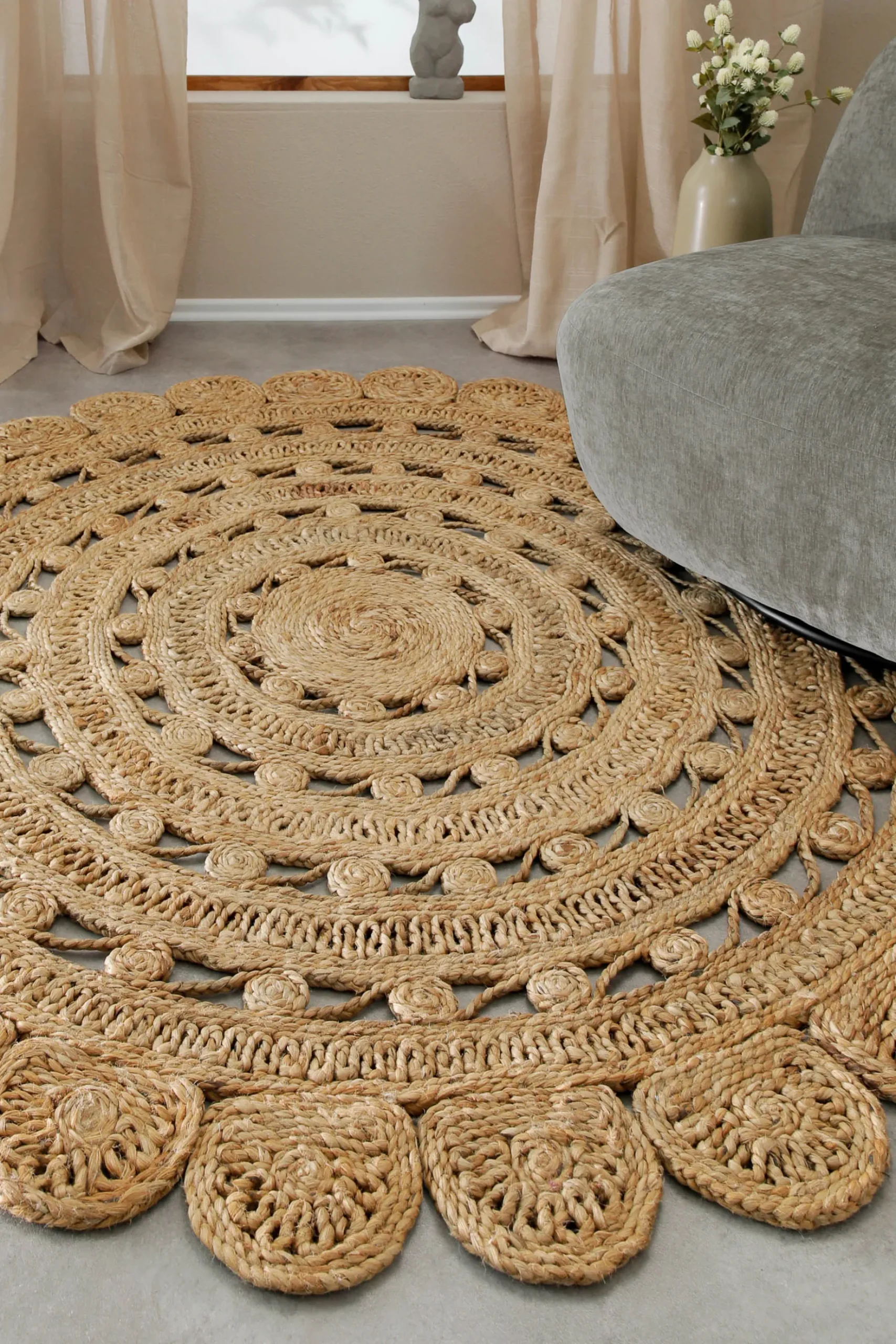 "Bloom" Jute-Teppich – schwer, handgefertigt, hochwertig