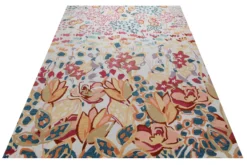 Blütenwiese in Creme - Handtuft Wolle 160 x 230 cm