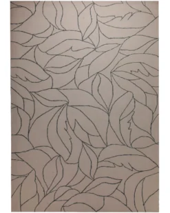 Blätter in Taupe - Handtuft Wolle 160 x 230 cm