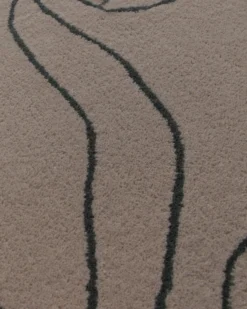 Blätter in Taupe - Handtuft Wolle 160 x 230 cm