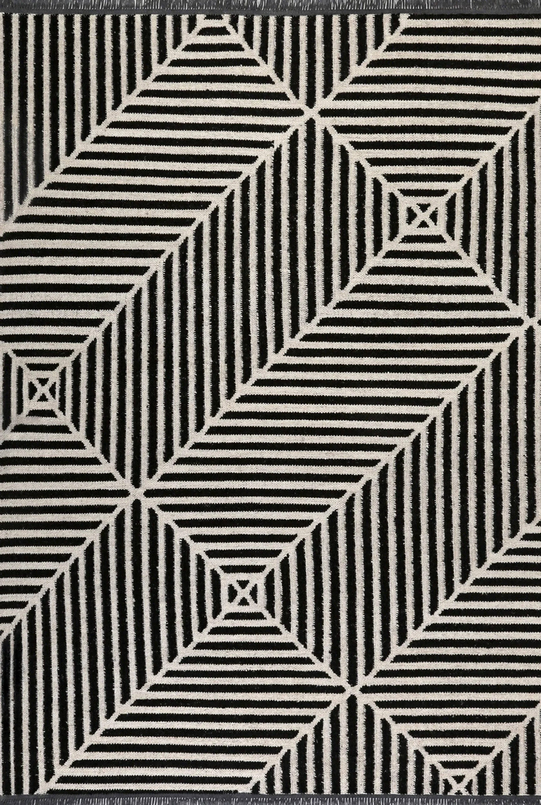 Carpets&Co. Teppich 80x150 cm Schwarz Weiß "Irregular Fields"
