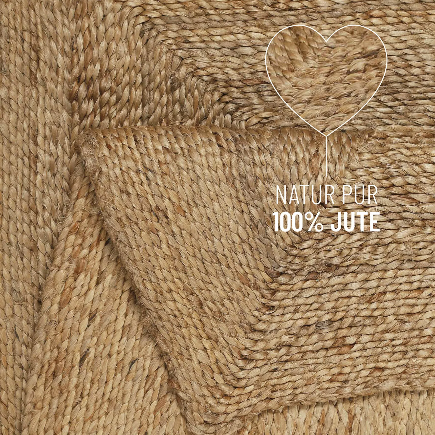 "Collins" Jute-Teppich – schwer, klar, handgewebt