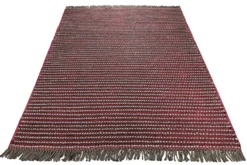 Dedon Outdoor Handwebteppich rot grau gestreift 160x230 cm
