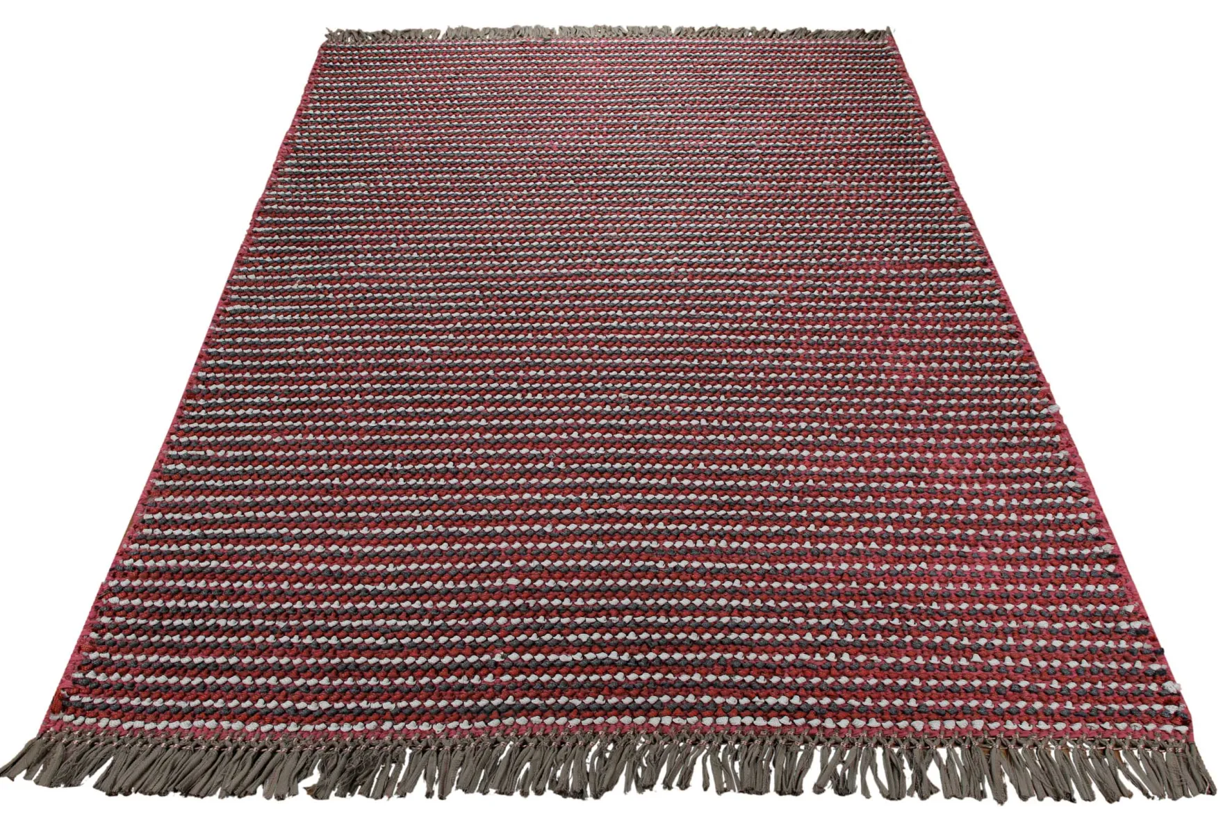 Dedon Outdoor Handwebteppich rot grau gestreift 160x230 cm