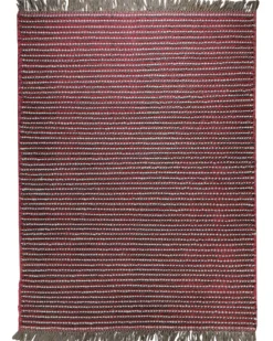 Dedon Outdoor Handwebteppich rot grau gestreift 160x230 cm